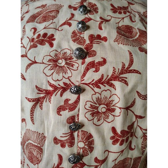 Vintage Denise Are Here Sleeveless Jumper Dress, Size 11/12 Beige Maroon Flower - Picture 4 of 7